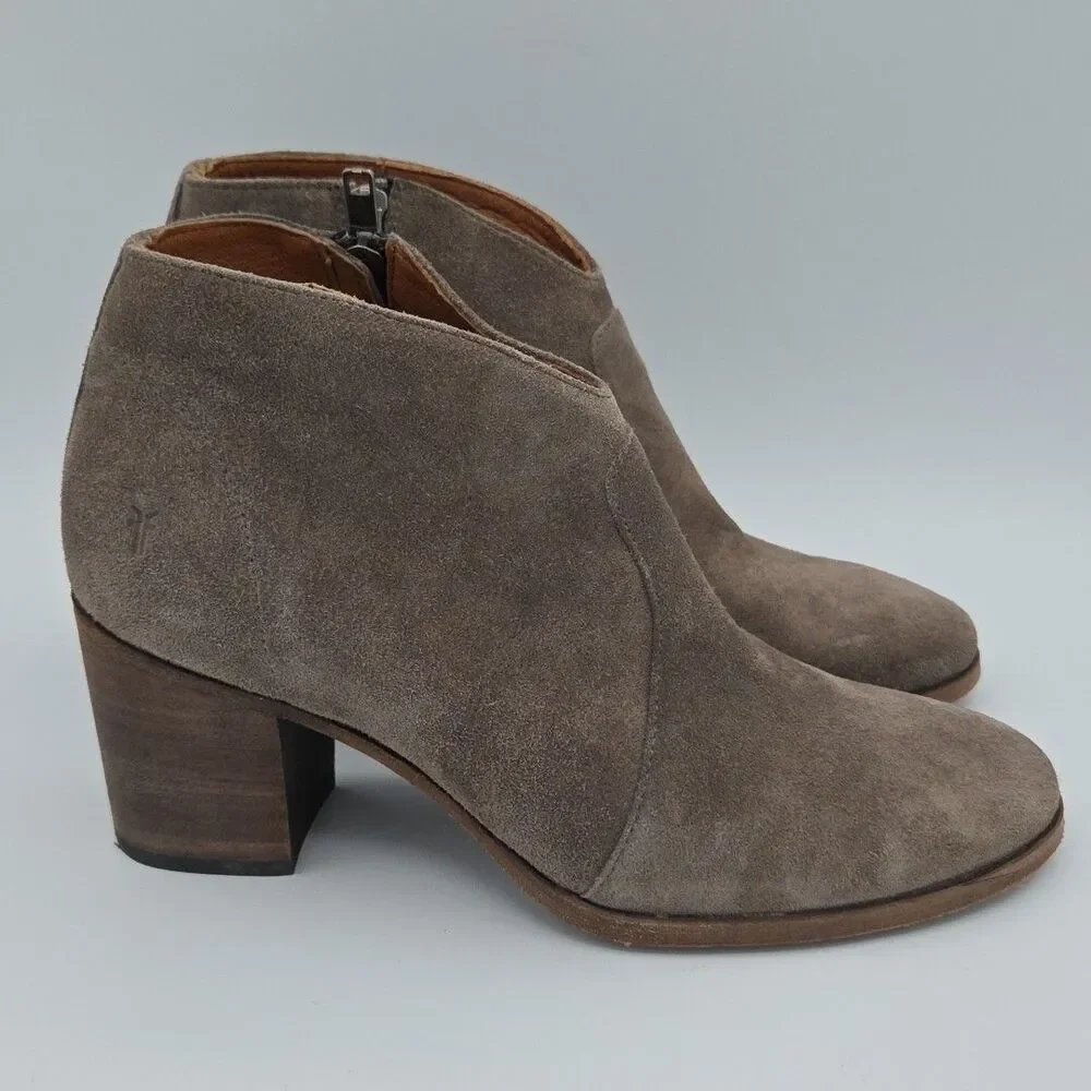 Frye Womens Nora Zip Grey Elephant Suede Ankle Boots Bootie Size 9.5 B EUC - Picture 7 of 10